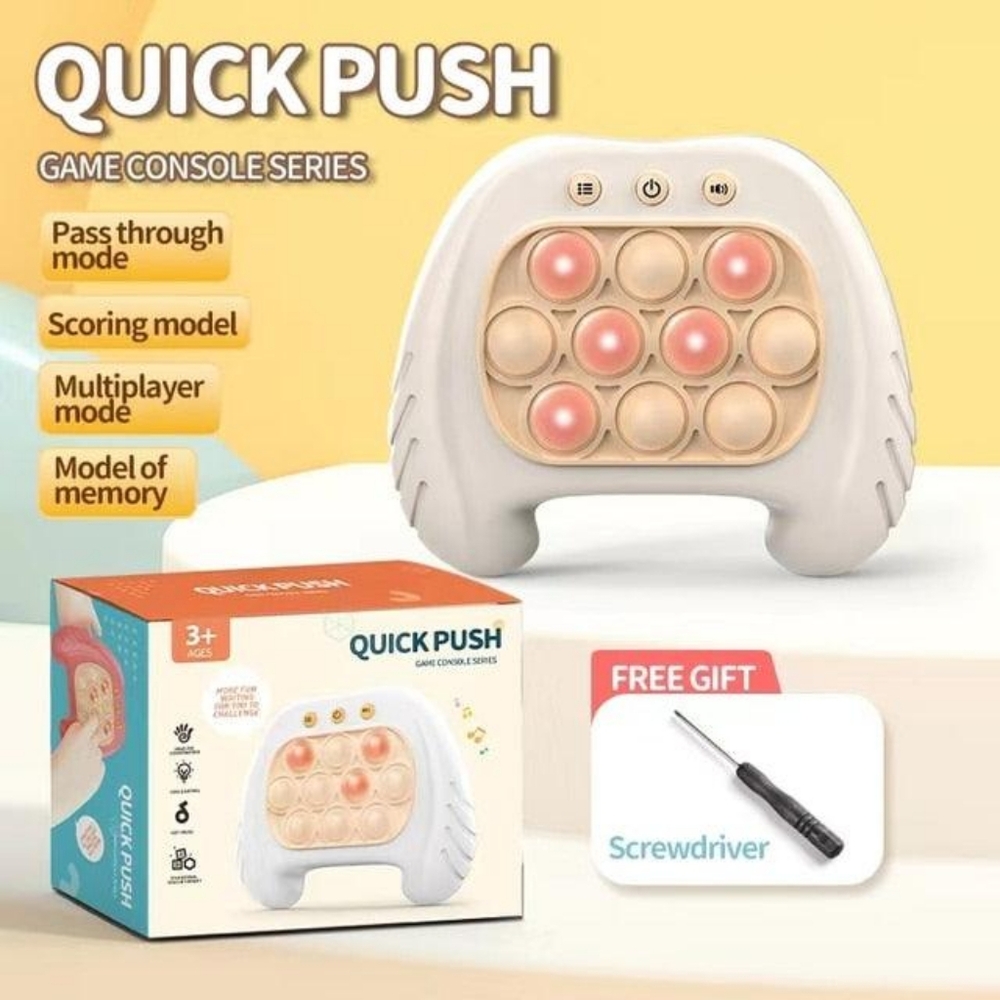 NEW Quick Push Puzzle Speed Bubble Pop Light Up Fidget Toy Handheld Game Console